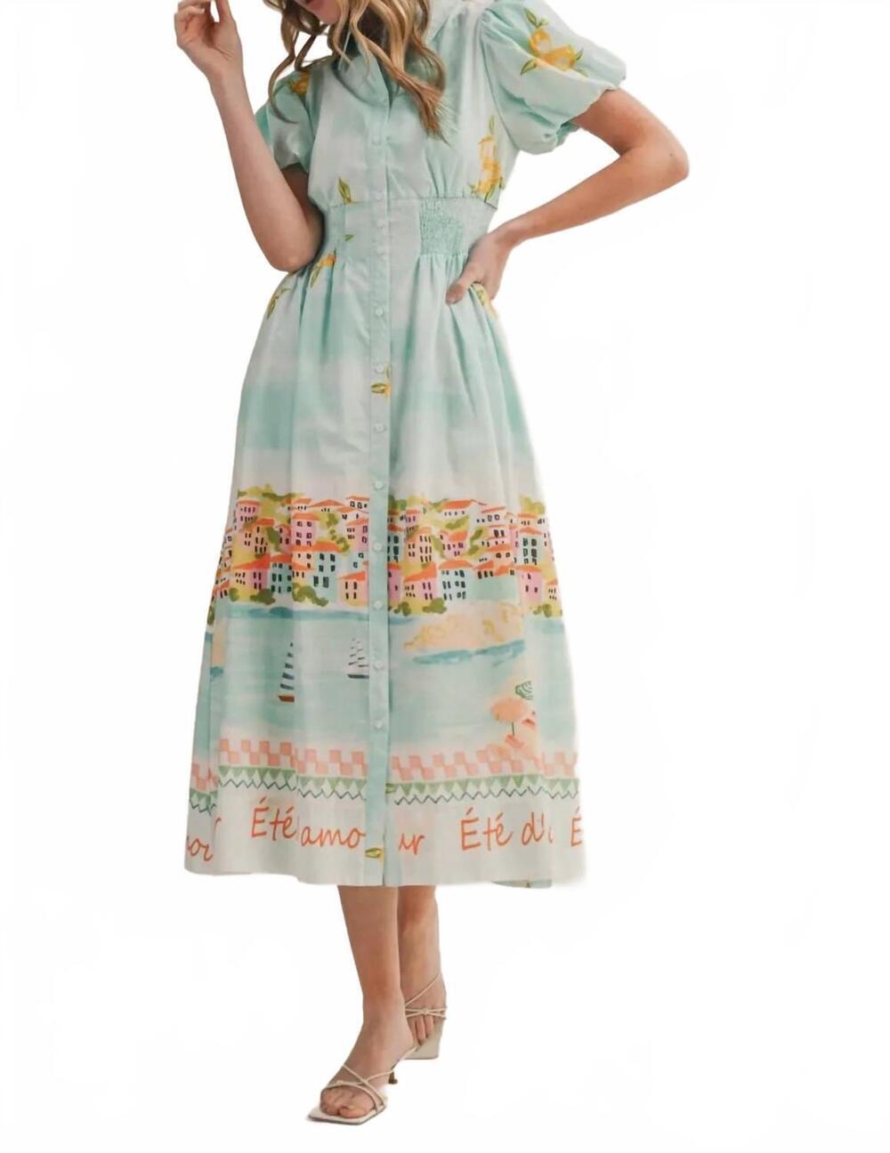 NEW &MERCI summer of love french midi dress in multicolor